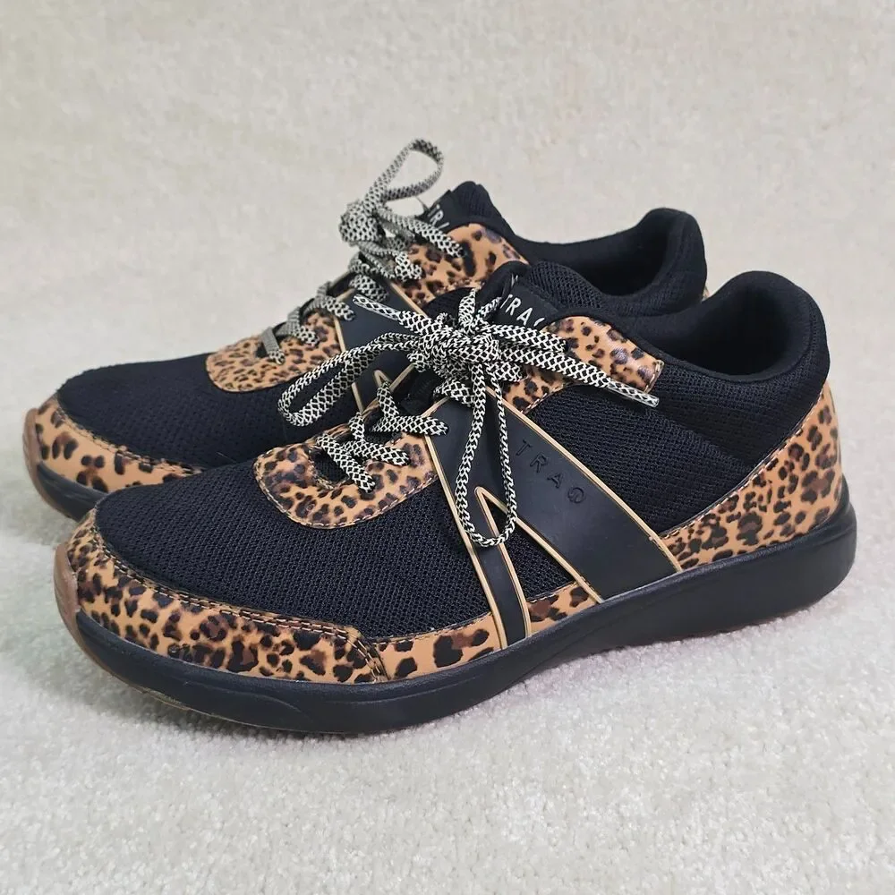 Traq By Alegria Qarma 2 Sneakers Women's Size 8 EU 38 Black Leaopard